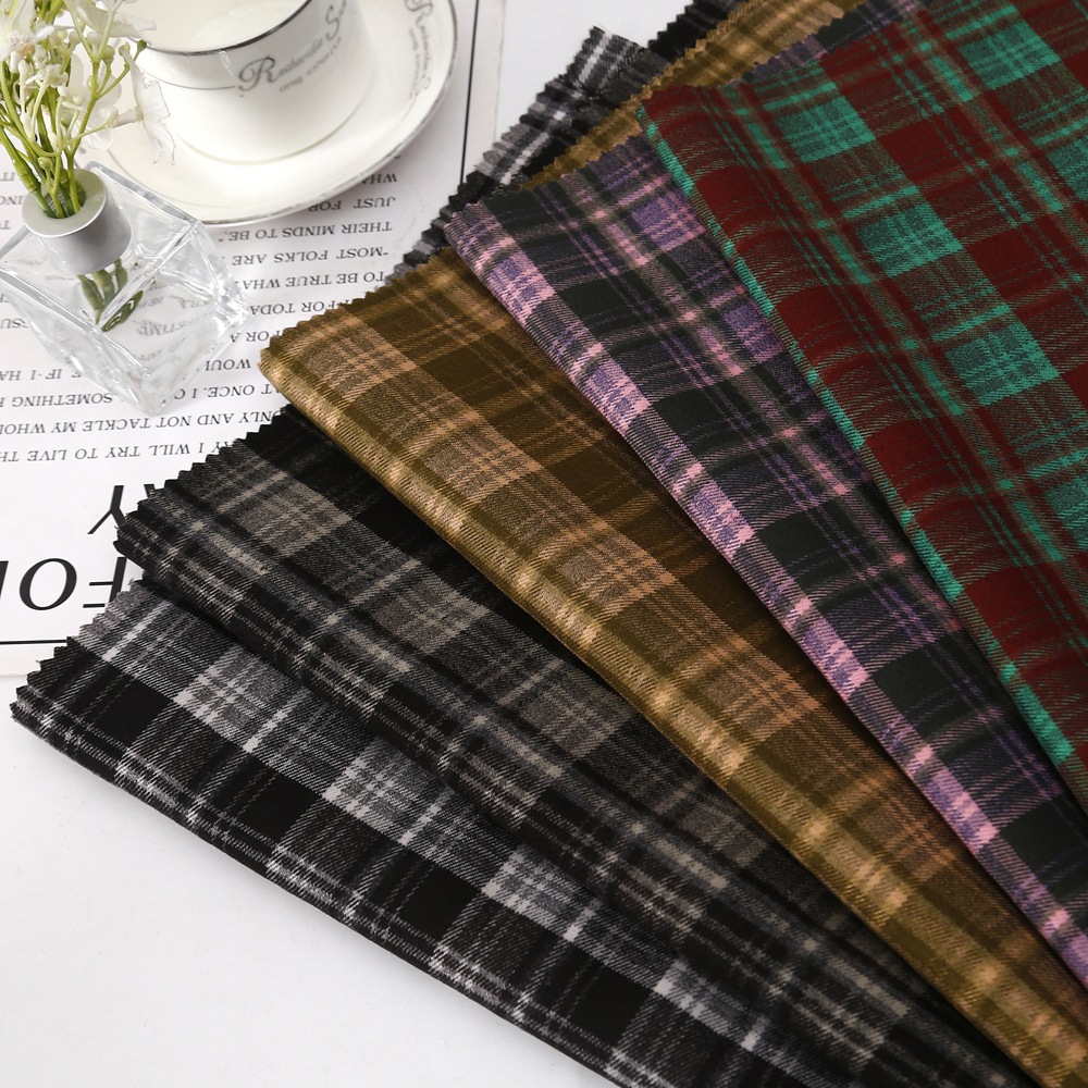 现货TR弹力梭织格子面料 秋冬厚款女装短裙裤子西装衬衫格子布料