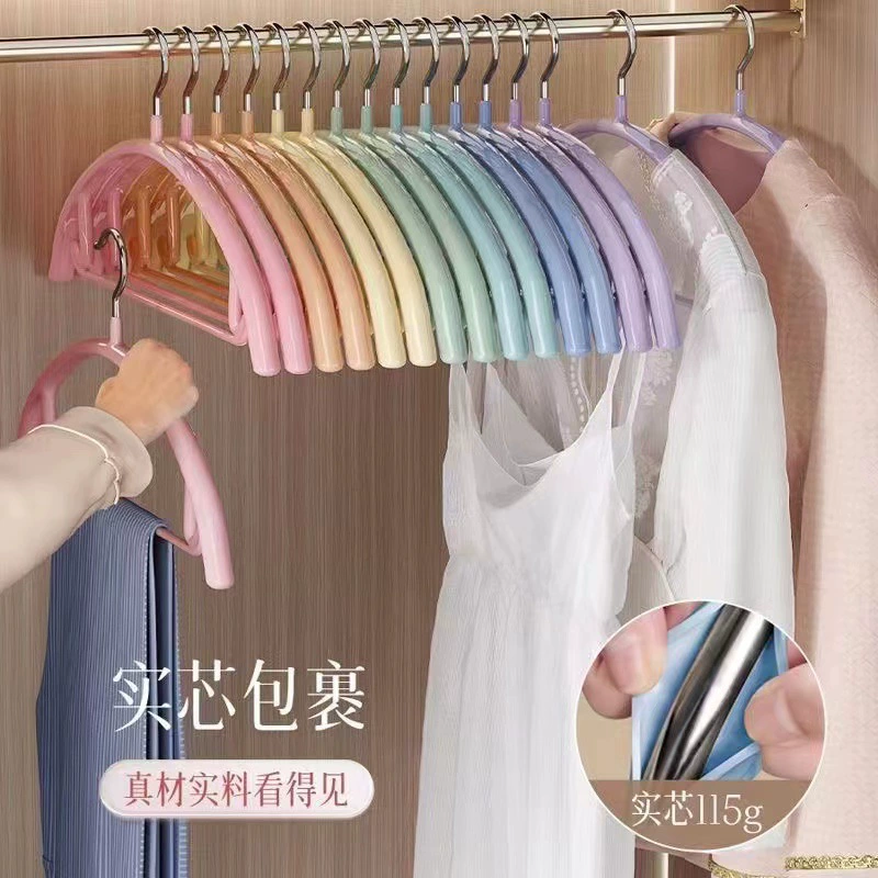 Вешалки для одежды из нержавеющей стали, утолщенные, с нескользящим пластиковым покрытием, полукруглой формы, для сушки белья