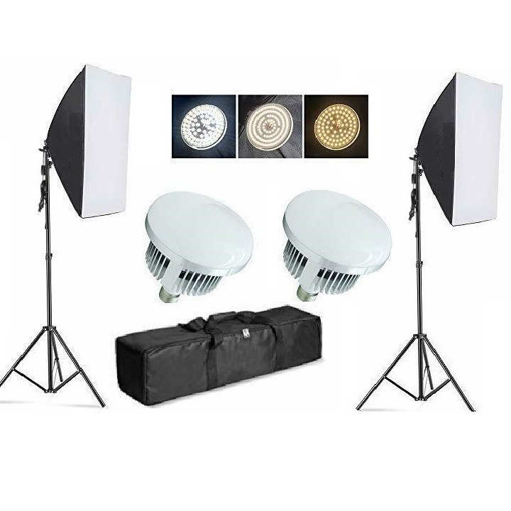 85W三色温可调LED灯泡摄影套装