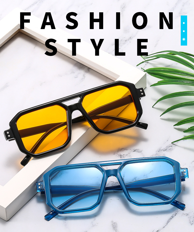 Lunettes de soleil unisexe carrées avec protection uv et clous_voghion.com