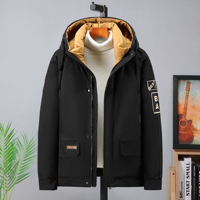 Men's outdoor plus size cotton-padded jacket, hooded coat, outdoor style, thickened, loose fit, Japanese retro mid-length