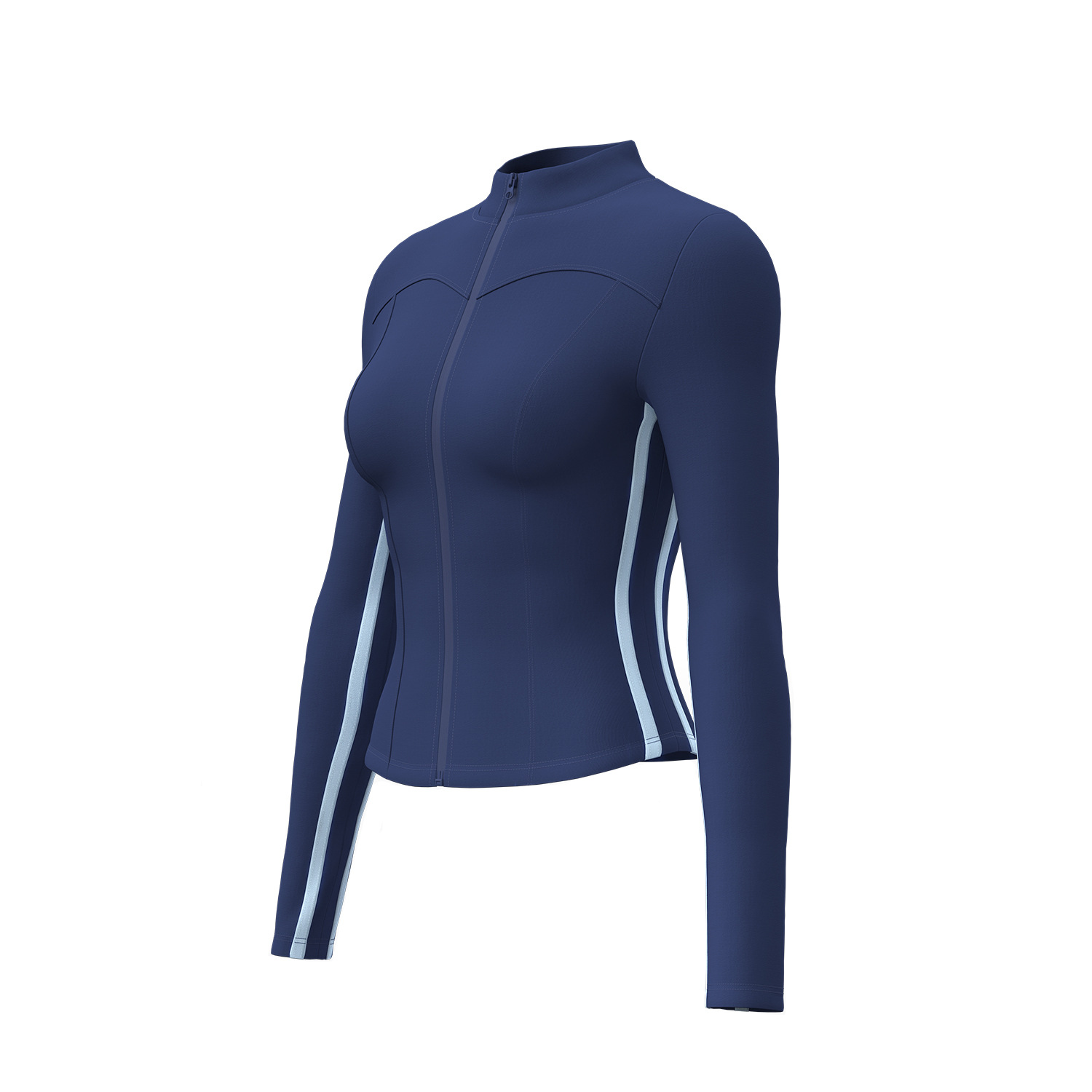 Primavera y otoño nuevo estilo de línea de ropa de yoga de mujer camisa deportiva delgada delgada cuello vertical manga larga correr abrigo de fitness