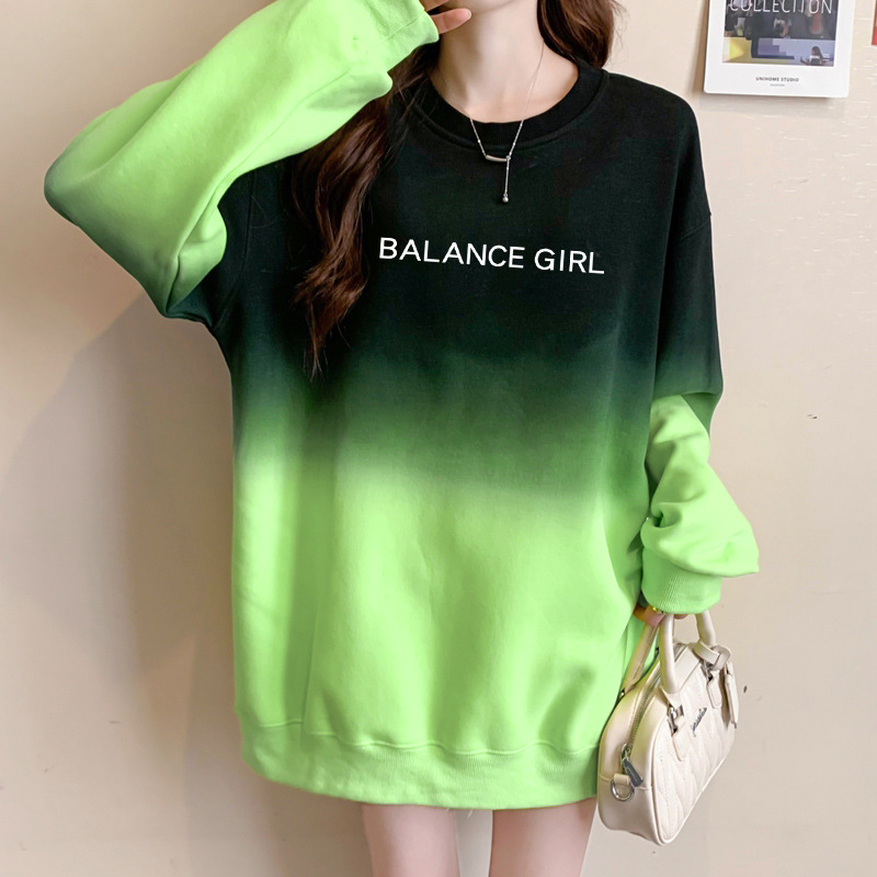Sweatshirt À Capuche Femme Gradient Loose Style Décontracté_voghion.com