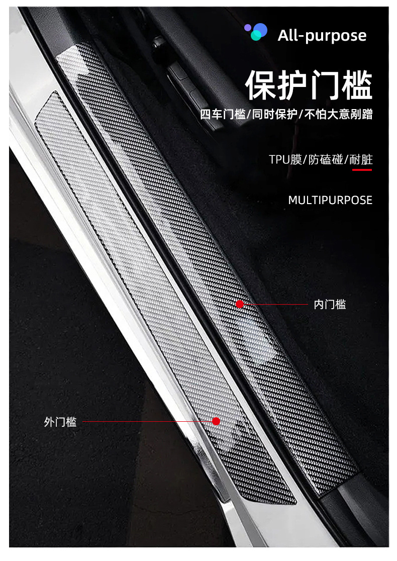 TPU Protective Film for Zeekr X/001 007 009 Door Sill Pedal