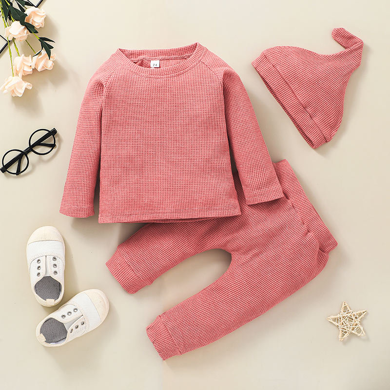 Children's Round Neck Solid Color Jacket Trousers Two-piece Set Wholesale Nihaojewelry display picture 2