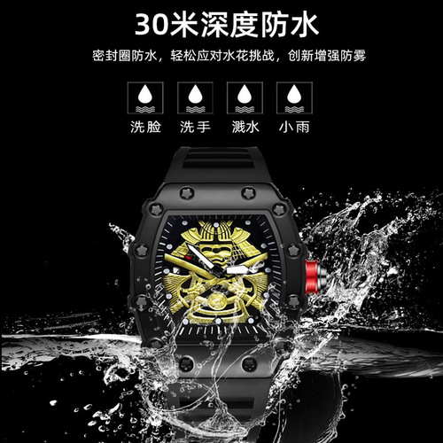 New barrel-shaped men's watch cross-border sports men's watch luminous waterproof silicone calendar watch men's wholesale