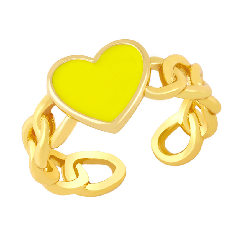 Fashion Dripping Oil Chain Heart Copper Ring Wholesale Nihaojewelry display picture 7
