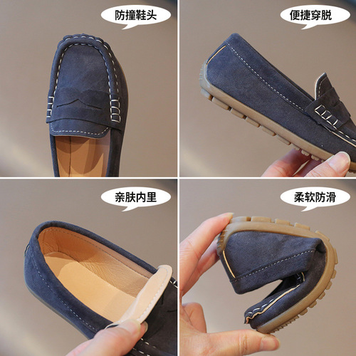 儿童豆豆鞋春秋新款时尚软底懒人一脚英伦风童鞋男童豆豆鞋休闲潮