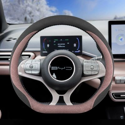 2025 Byd Seagull Steering Wheel — Steering wheel cover - light-pink-plush-default