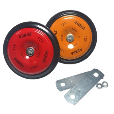 P02 12V Car, Electric Vehicle, Motorcycle 90mm Dual-Color Dual-Tone Speaker Cone-Shaped Electric Speaker (Car horn/tweeter) - yellow-red