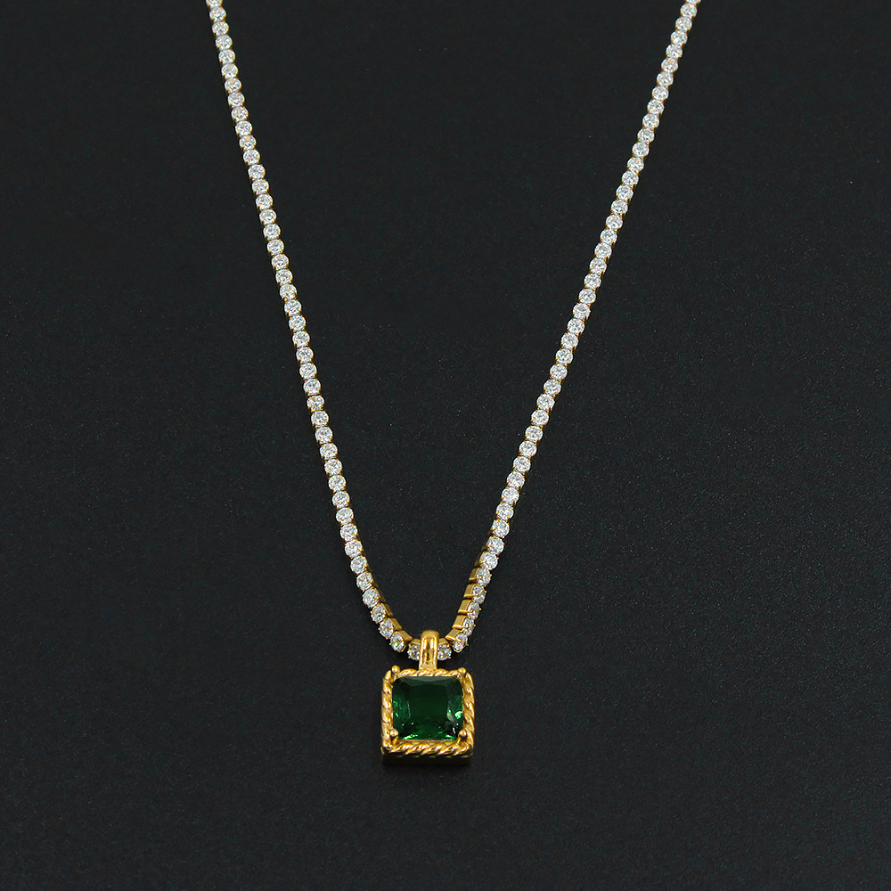 Fashion Geometric Titanium Steel Plating Zircon Pendant Necklace 1 Piece