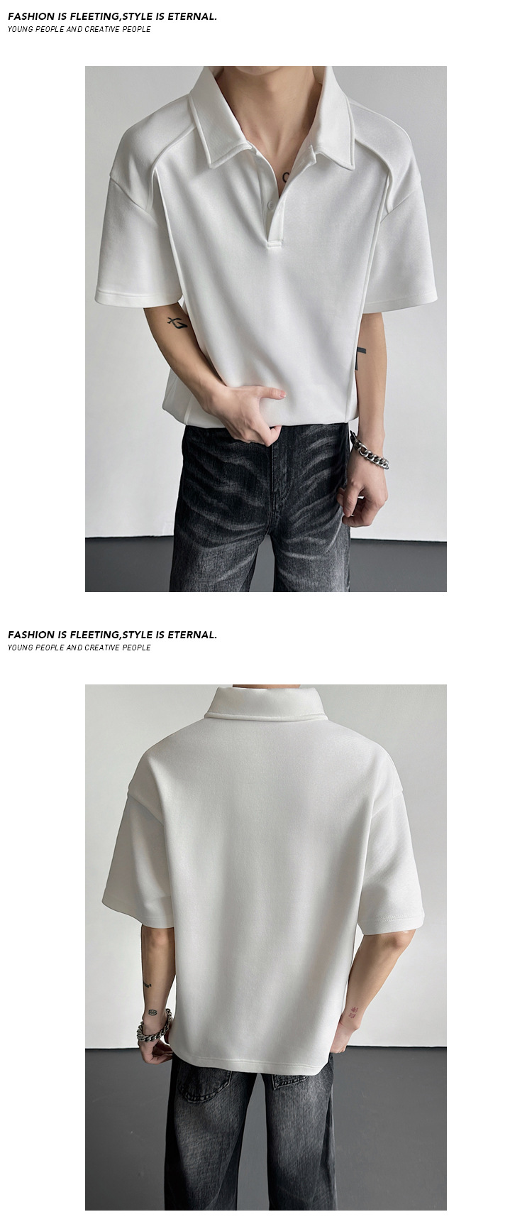 Herren Hemd Im Hongkong Style Mit Revers Und Kurzen Ärmeln_voghion.com