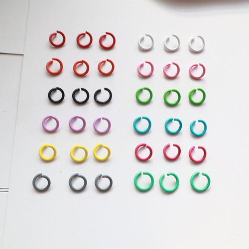 1.2 × 8mm Metal Painted Colorful Single-Loop Open Rings, C-Shaped DIY Handmade Jewelry Material Accessories