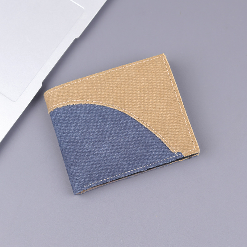 Cartera corta de denim para hombres 9 carteras de tarjetas para hombres cartera de lona para hombres tela suave