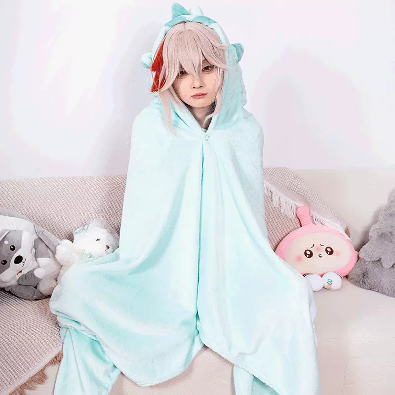 原神工厂批发法兰绒cos服魈钟离懒人毯斗篷空调毯cosplay女午休毯
