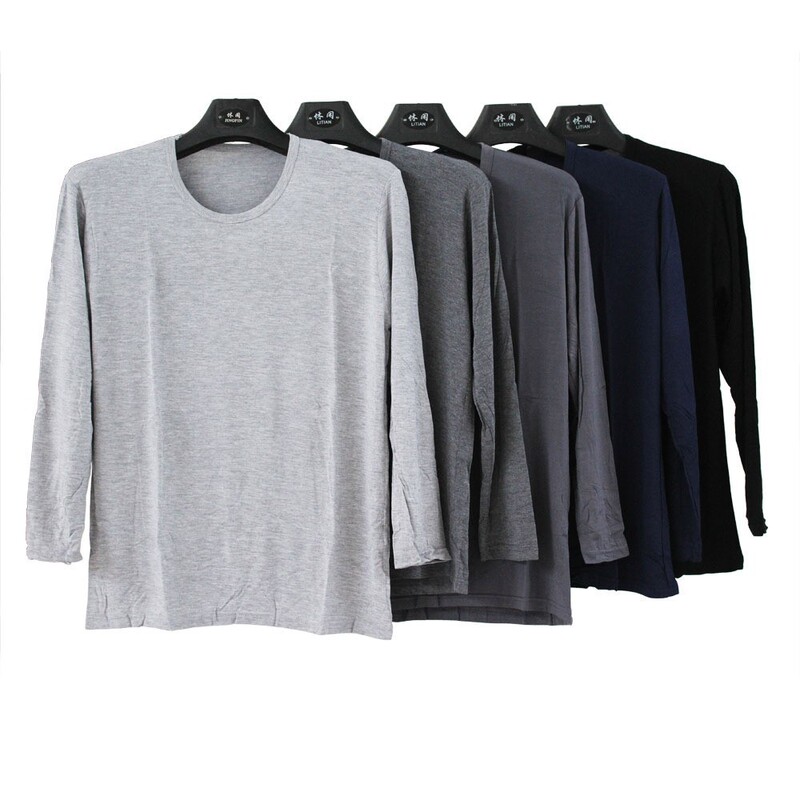 Spring and Autumn Thin Modal Men's Round Neck Autumn Clothes Stretch Loose Men's Thin Autumn Clothes Bottoming Round Neck Shirts