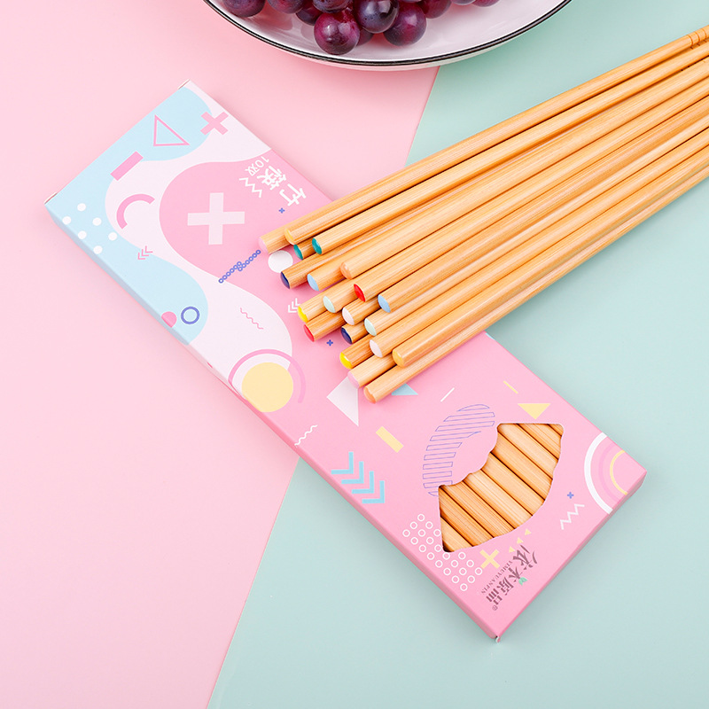 Makaron chopsticks home installed home bamboo tableware set Japanese chopsticks anti-slip mildew gift set