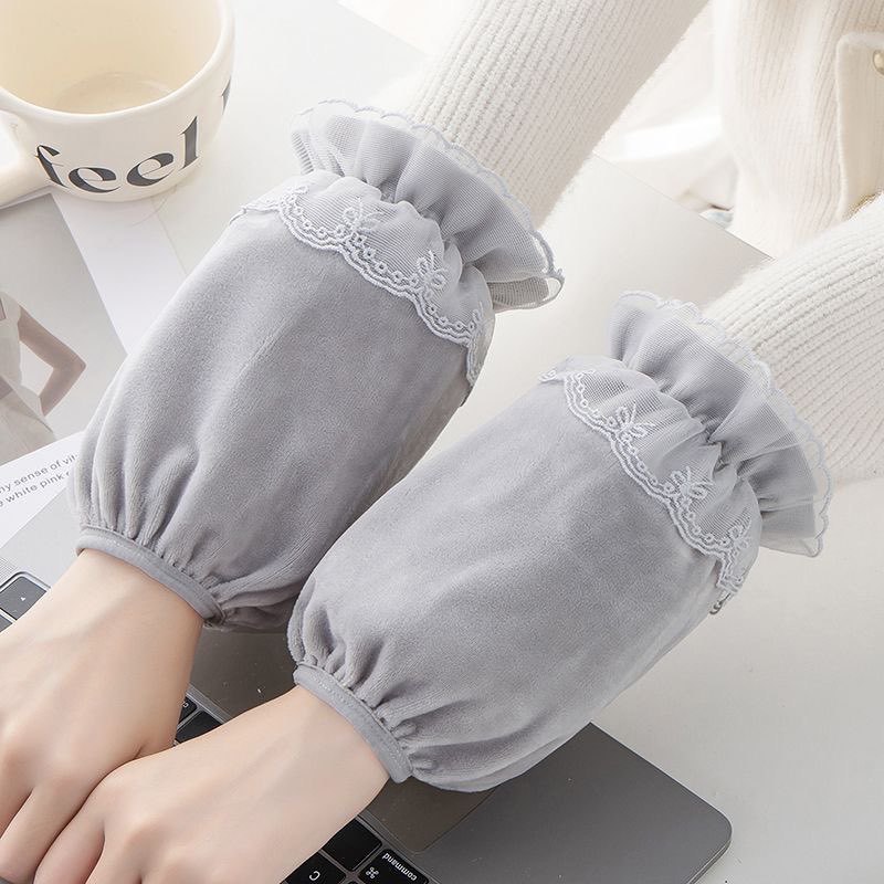 Autumn and Winter Sleeve Protection down Jacket Sleeve Cuffs Women's Short Lace Anti-Dirty Sleeves Autumn and Winter Work Sleeves Work Wear-Resistant
