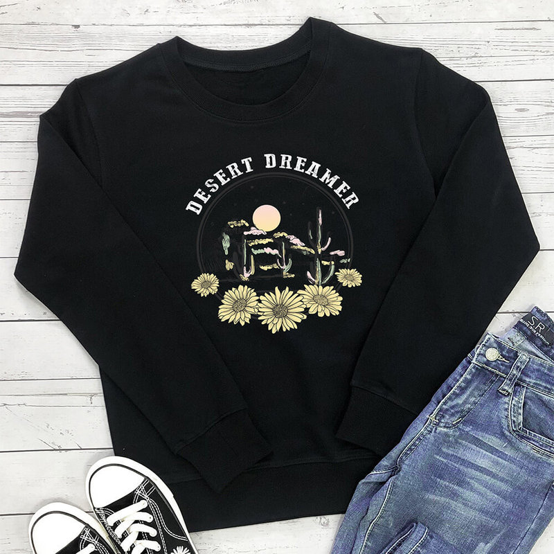 European and American Cross-Border Ebay Cactus Sunflower Print Desert Dreamer Export Long-Sleeved Round Neck Sweatshirt European and American Cross-Border Ebay Cactus Sunflower Print Desert Dreamer Export Long-Sleeved Round Neck Sweatshirt