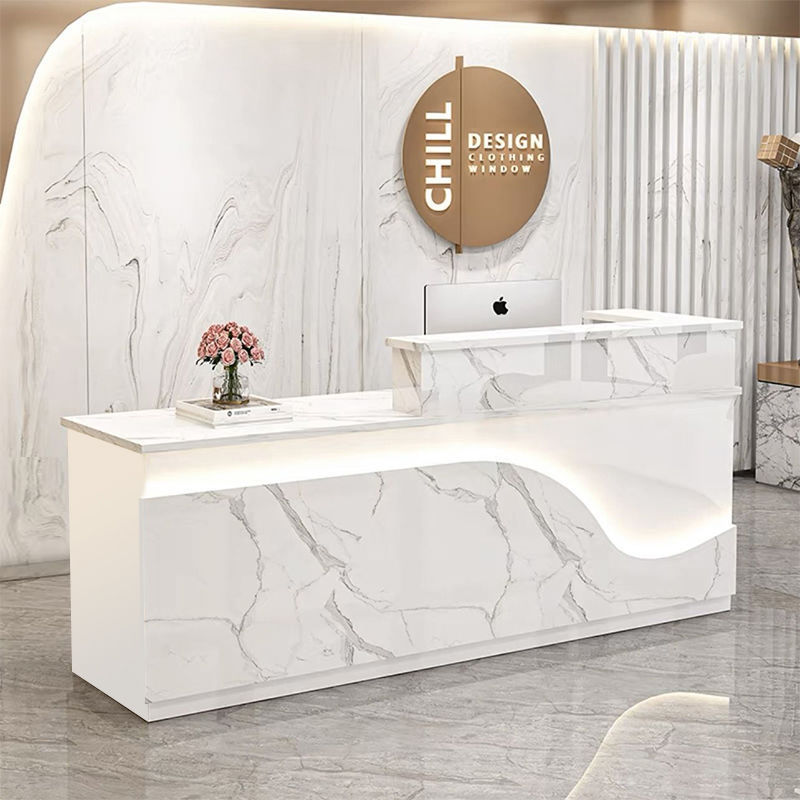Simple Modern Company Front Desk Beauty Salon Reception Desk Clothing Store Cashier Corner Bar Luminous Light Belt Counter