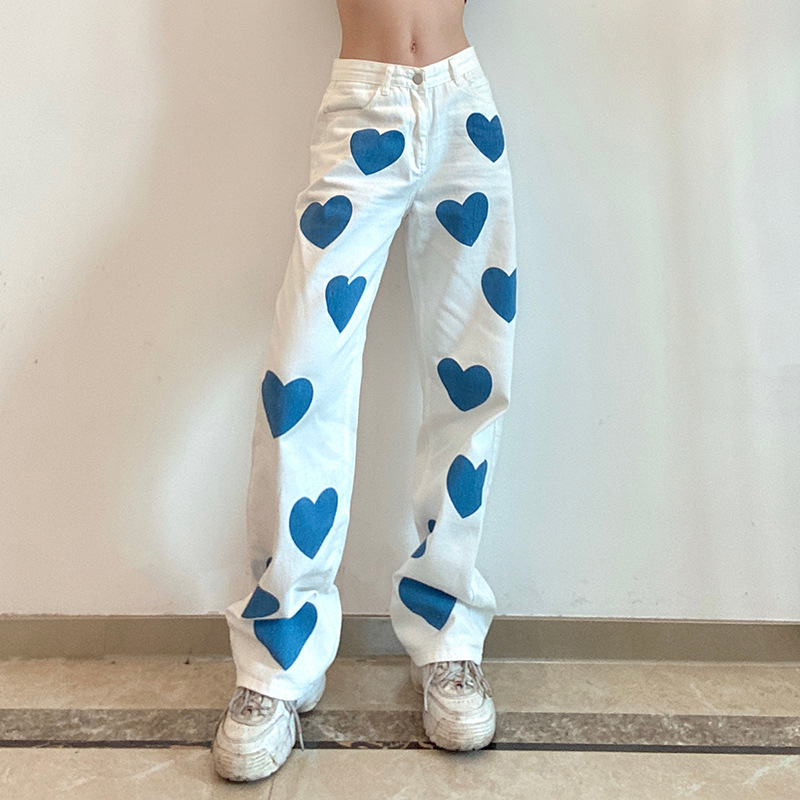 new printing contrast color casual trousers NSLQ47619