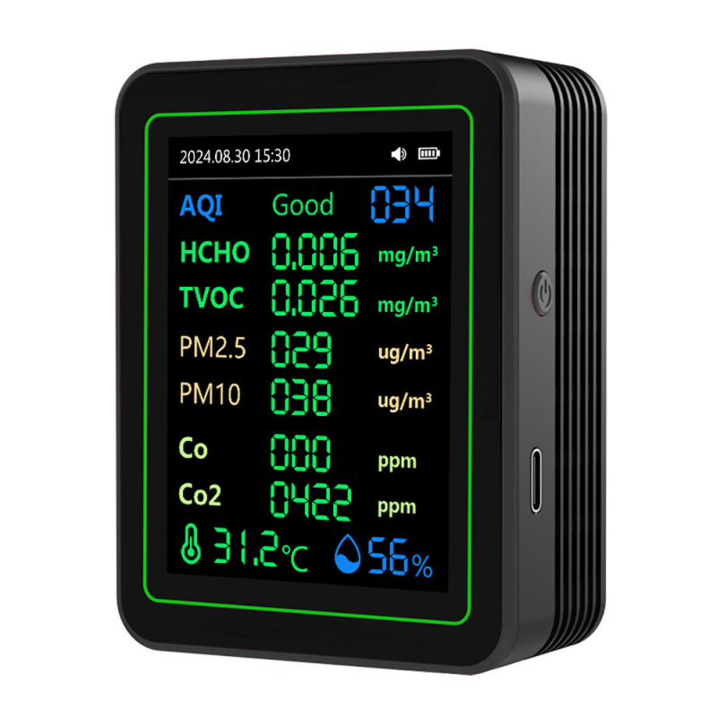 クロスボーダー新型空気検出器鏡面スクリーン温湿度PM2.5 CO二酸化炭素ホルムアルデヒド検出器|undefined