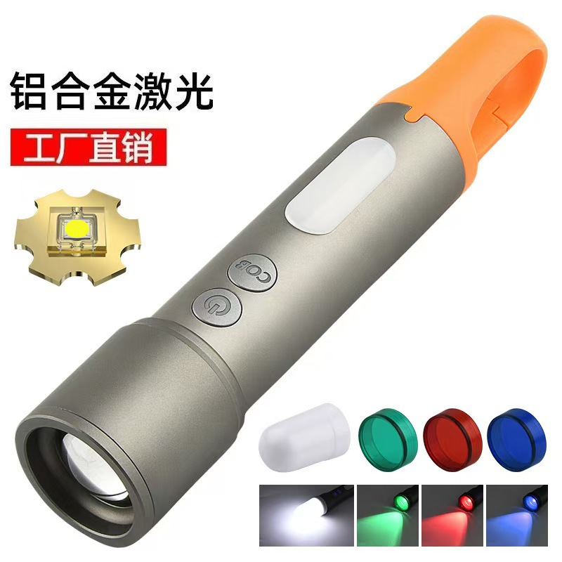 Linterna LED Multifuncional de Alta Potencia para Exteriores, Recargable Tipo-C, de Aleación de Aluminio con Gancho Trasero, Portátil