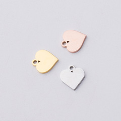 Mirror Titanium Steel Small Peach Heart Pendant Chain Accessories, Exquisite and Compact DIY Heart Necklace and Bracelet Charms