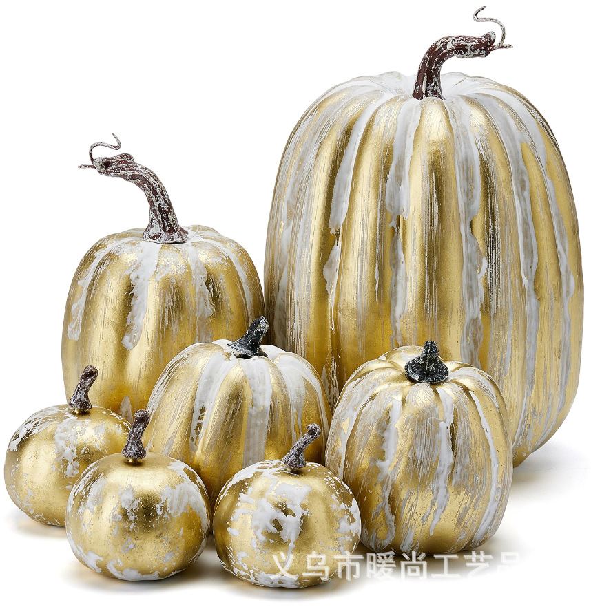 Calabaza de simulación de oro otoño calabaza traje de Halloween calabaza decoración de Acción de Gracias accesorios de calabaza