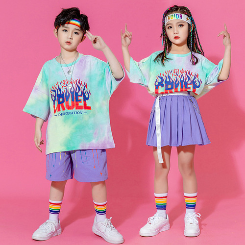 Children Boys girls rapper gogo dancers cheerleading costumes children games show boys hip-hop dance girl suits