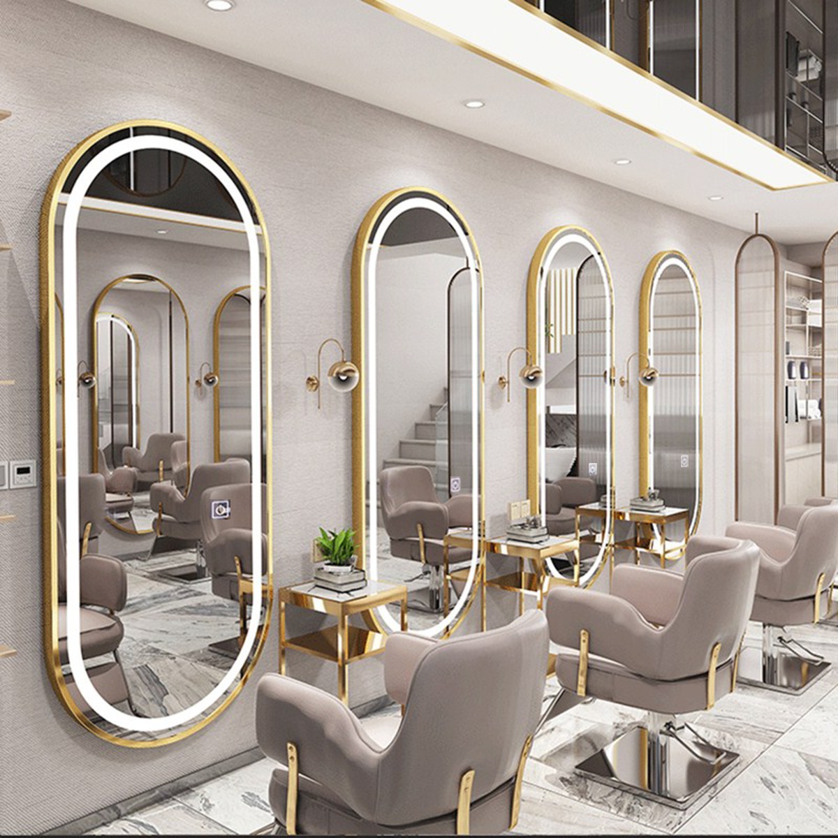 Espejo de Barbería, Soporte para Espejo de Salón de Belleza, Espejo Moderno para Tintes y Permanentes, Espejo de Pie de Cuerpo Entero para Peluquería, Estable.