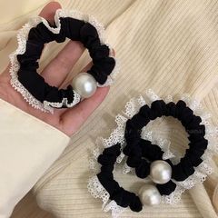 韩系蕾丝花边珍珠小肠发圈基础百搭高弹力发绳发圈皮筋仙女头绳