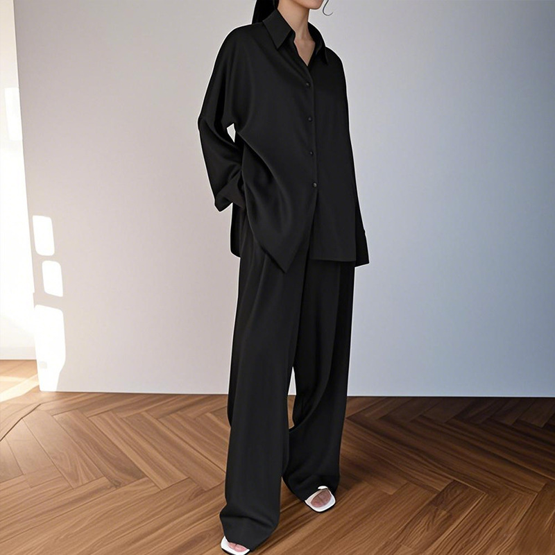 Nuevo cárdigan suelto transfronterizo, ropa a domicilio, cómodos pantalones de solapa de manga larga, traje de dos piezas, ropa a domicilio al por mayor