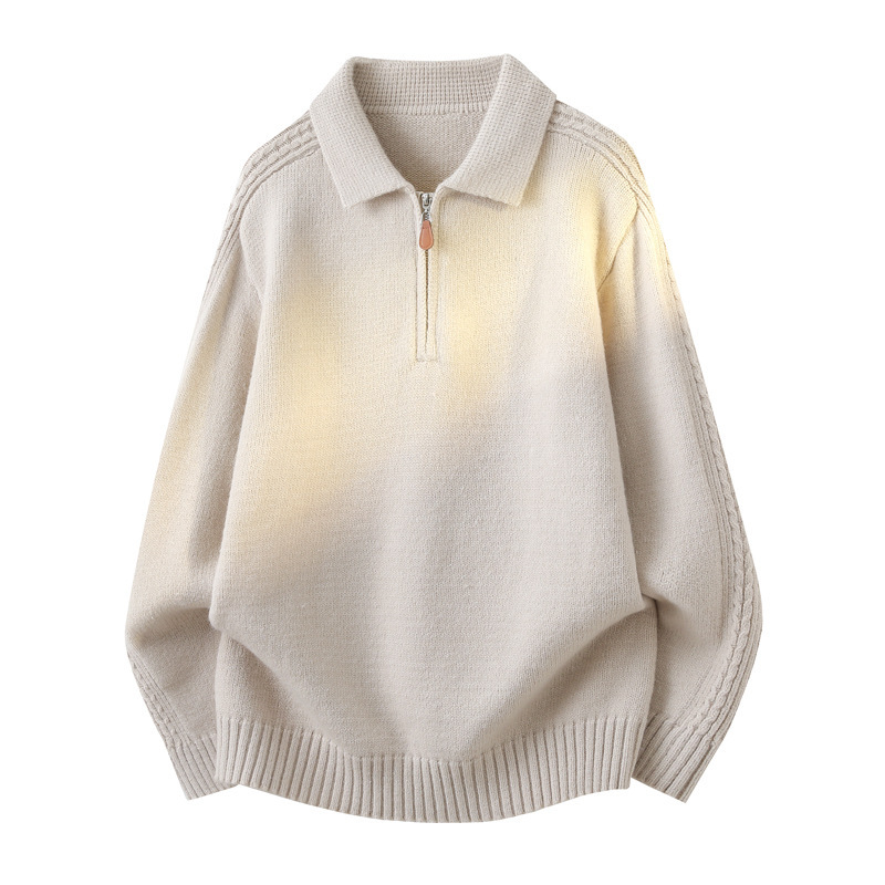 Explosiones transfronterizas de tamaño grande europeo polo camiseta con solapa camiseta de punto suéter hombre medio cremallera vieja fábrica de moda de dinero al por mayor