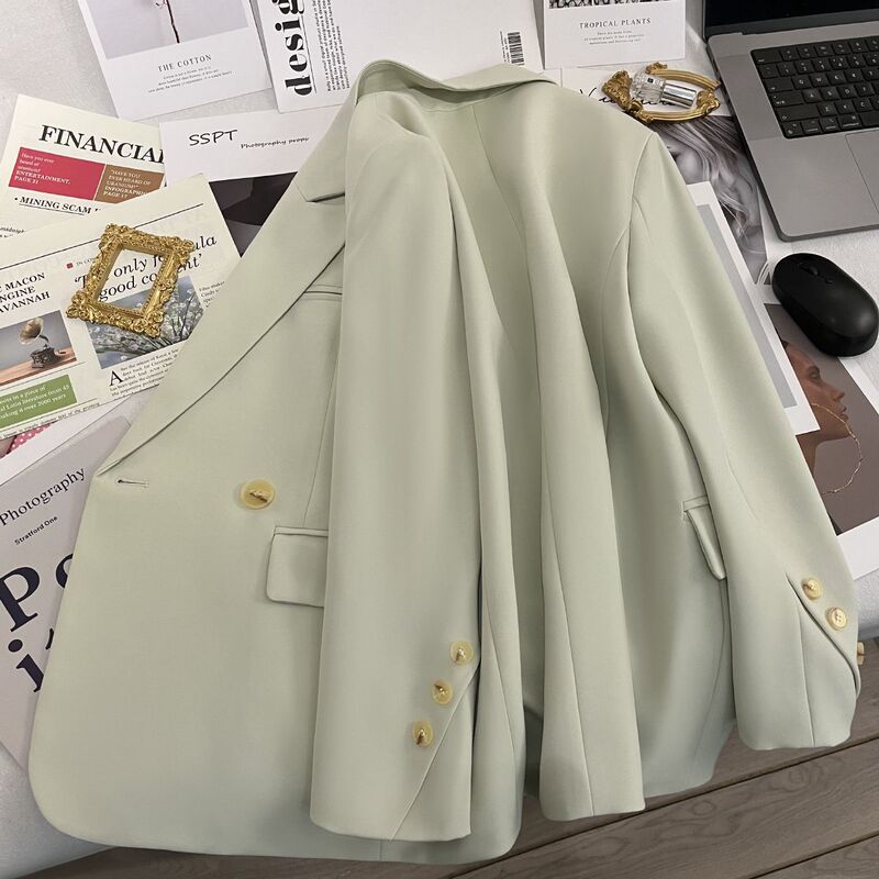 High-End Green Popular Celebrity Casual Suit Jacket for Women in Spring and Autumn Design Niche Loose Slimming Suit High-End Green Popular Celebrity Casual Suit Jacket for Women in Spring and Autumn Design Niche Loose Slimming Suit