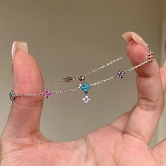 新款莫奈花园四叶草彩钻手链女ins风高级感轻奢小众手饰简约百搭