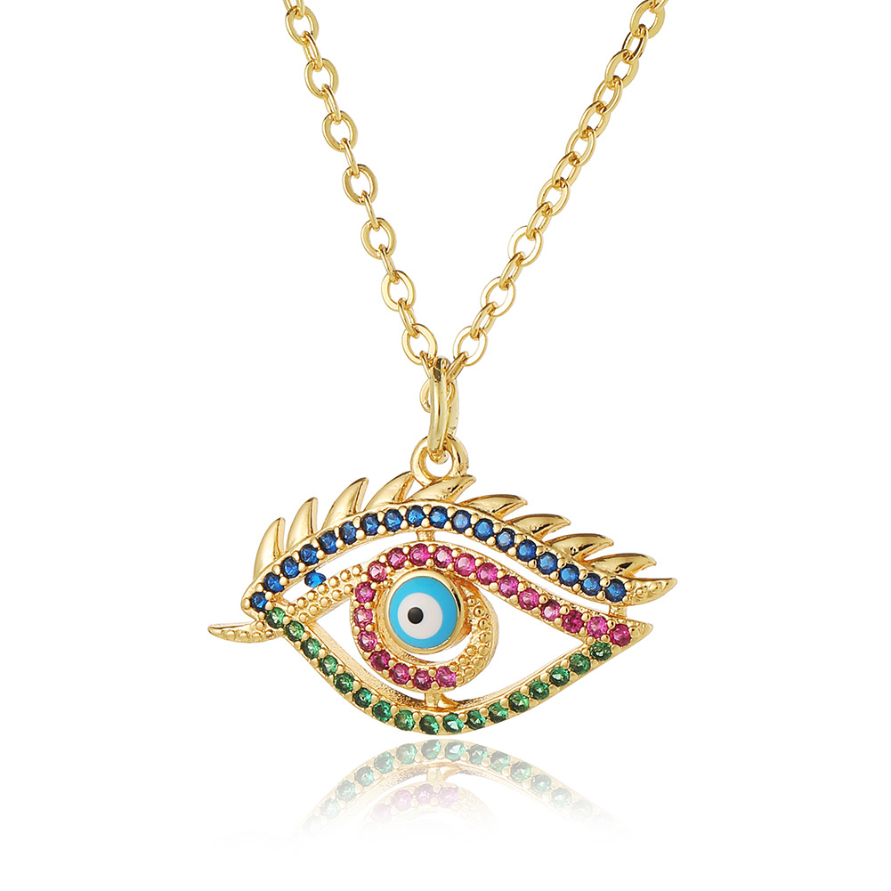 Fashion Devilu0027S Eye Copper Plating Chain Zircon Pendant Necklace 1 Piece