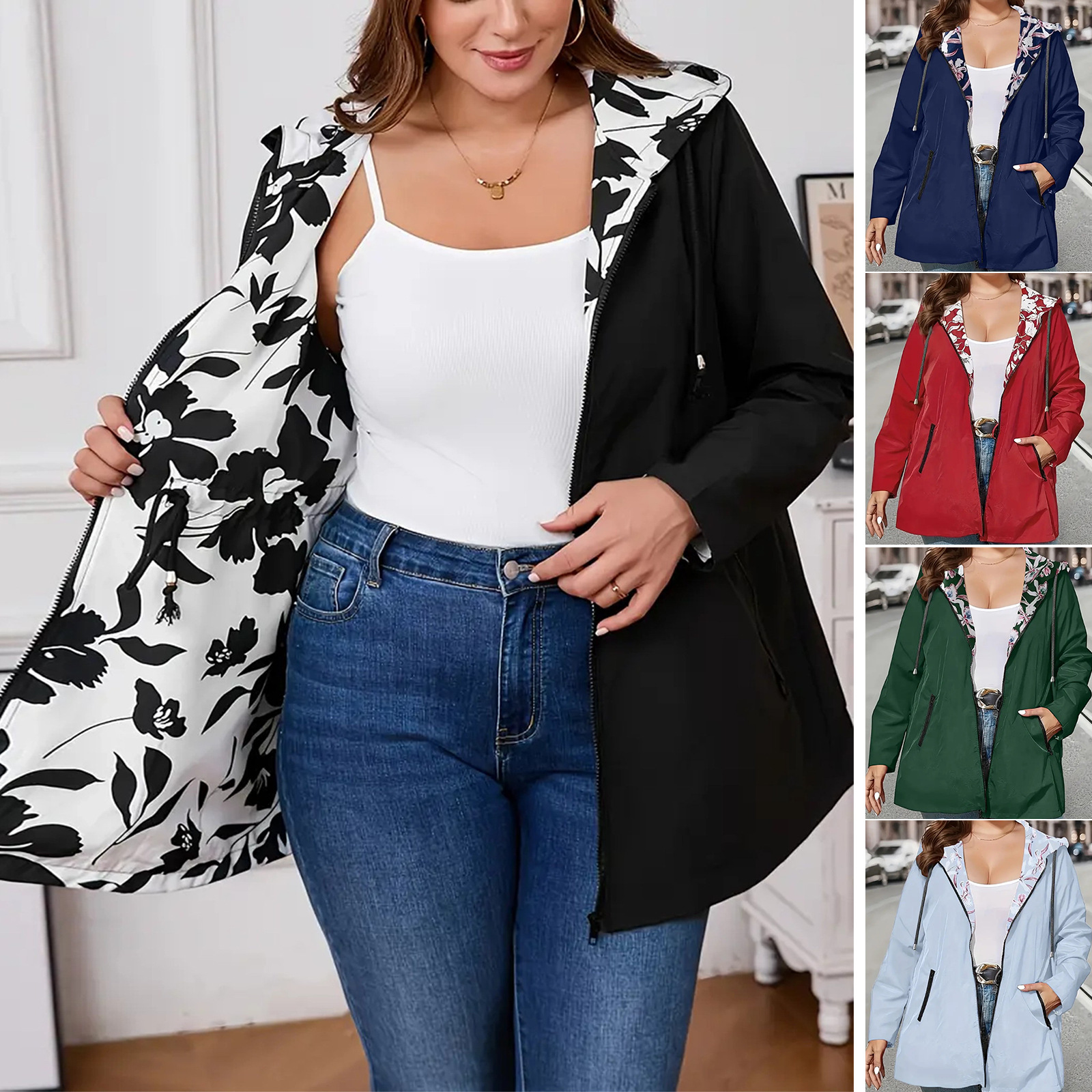 2025 Amazon's Hottest Windproof Jacket Zipper Hooded Lightweight Outdoor Windproof Jacket Thin Outdoor Jacket for Women