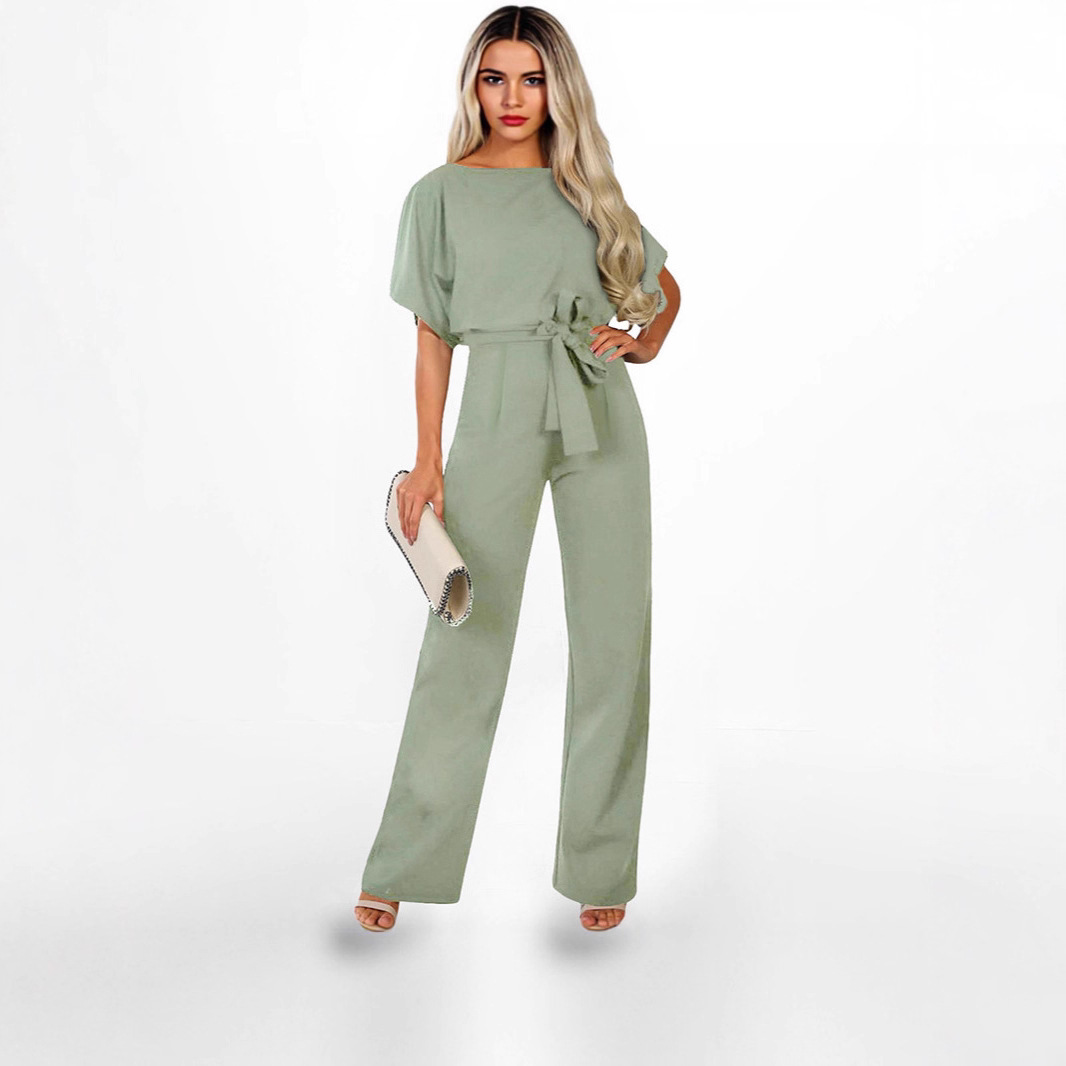 Shiying Europa y los Estados Unidos transfronterizos de color sólido cintura alta atado casual nueve pantalones primavera y verano nuevos monjes de manga corta para mujeres image 9