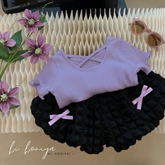 Summer Outfit Set for Girls 2023 New Arrival Korean Style Fashion Short Sleeve Little Girls Blossom Pants Summer Two-Piece Set