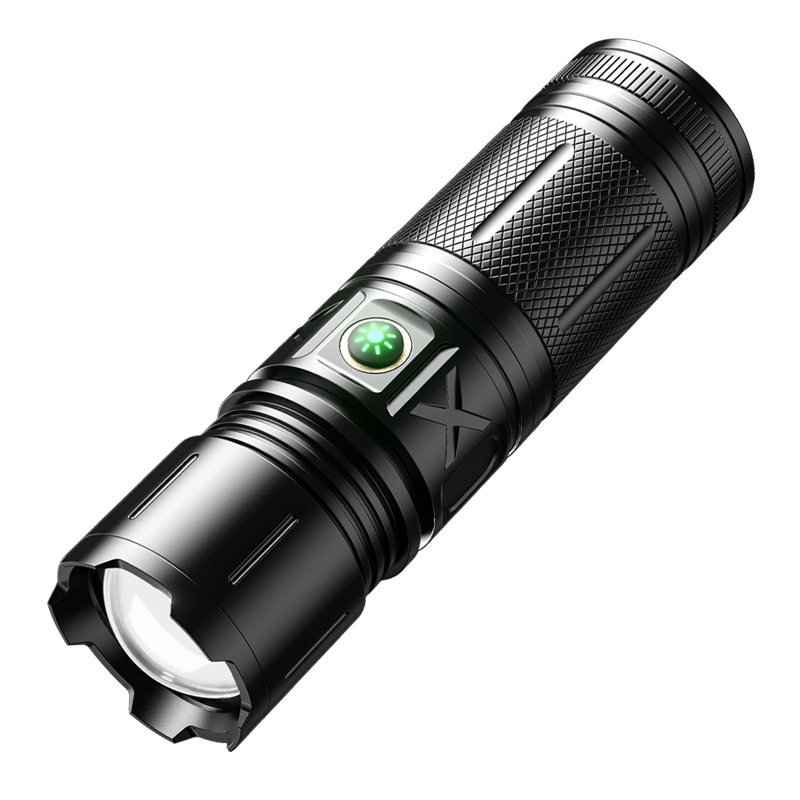 跨境手电筒 强光户外便携智能电显探险灯白激光远射铝合金防水灯