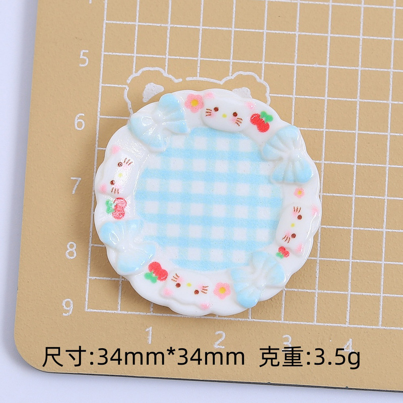 カラフルな猫チェック柄プレート漫画手作り diy クリーム接着剤樹脂アクセサリー小さなアクセサリージュエリー材料卸売|undefined