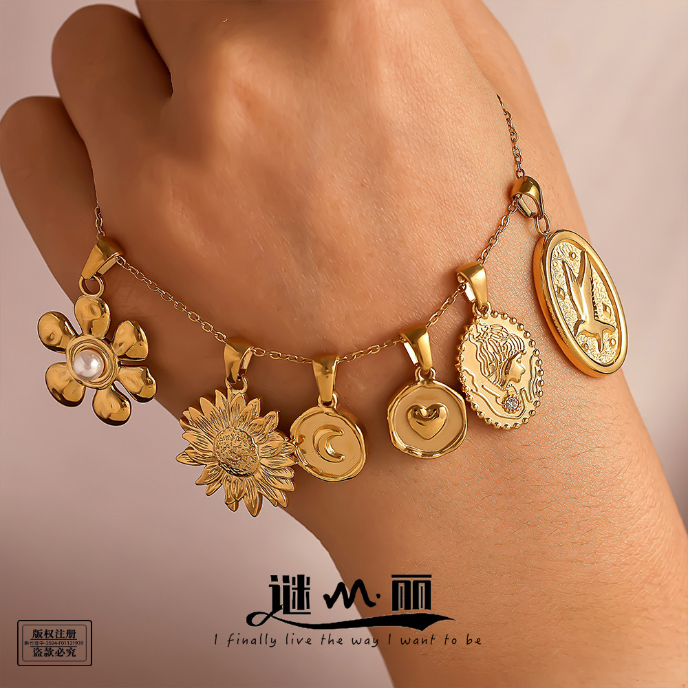 수수께끼 패션 트렌드 DIY 보석 펜던트 액세서리 자연 기하학적 요소 노 진공 도금 18K 진짜 금