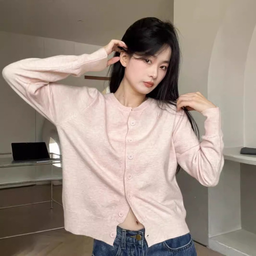 Women's Loose Fit Long Sleeve Knitted Cardigan Sweater, Casual and Versatile Outerwear Top, Thin and Luxurious