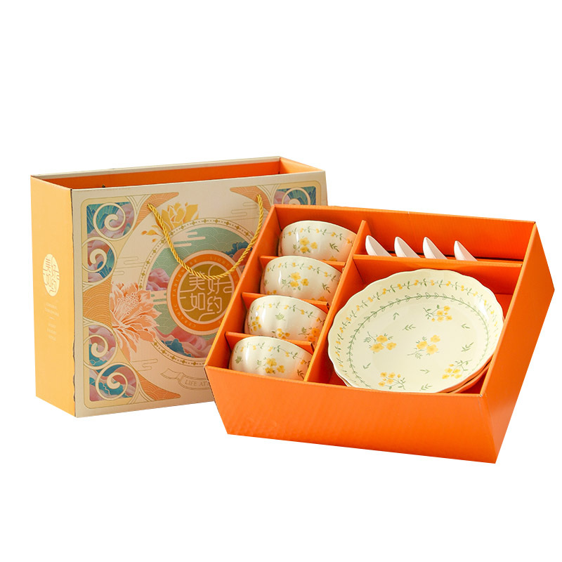 Los platos de primavera son tan hermosos como la cerámica vidriada vajilla de color caja de regalo juego de regalos de mano regalos de vacaciones