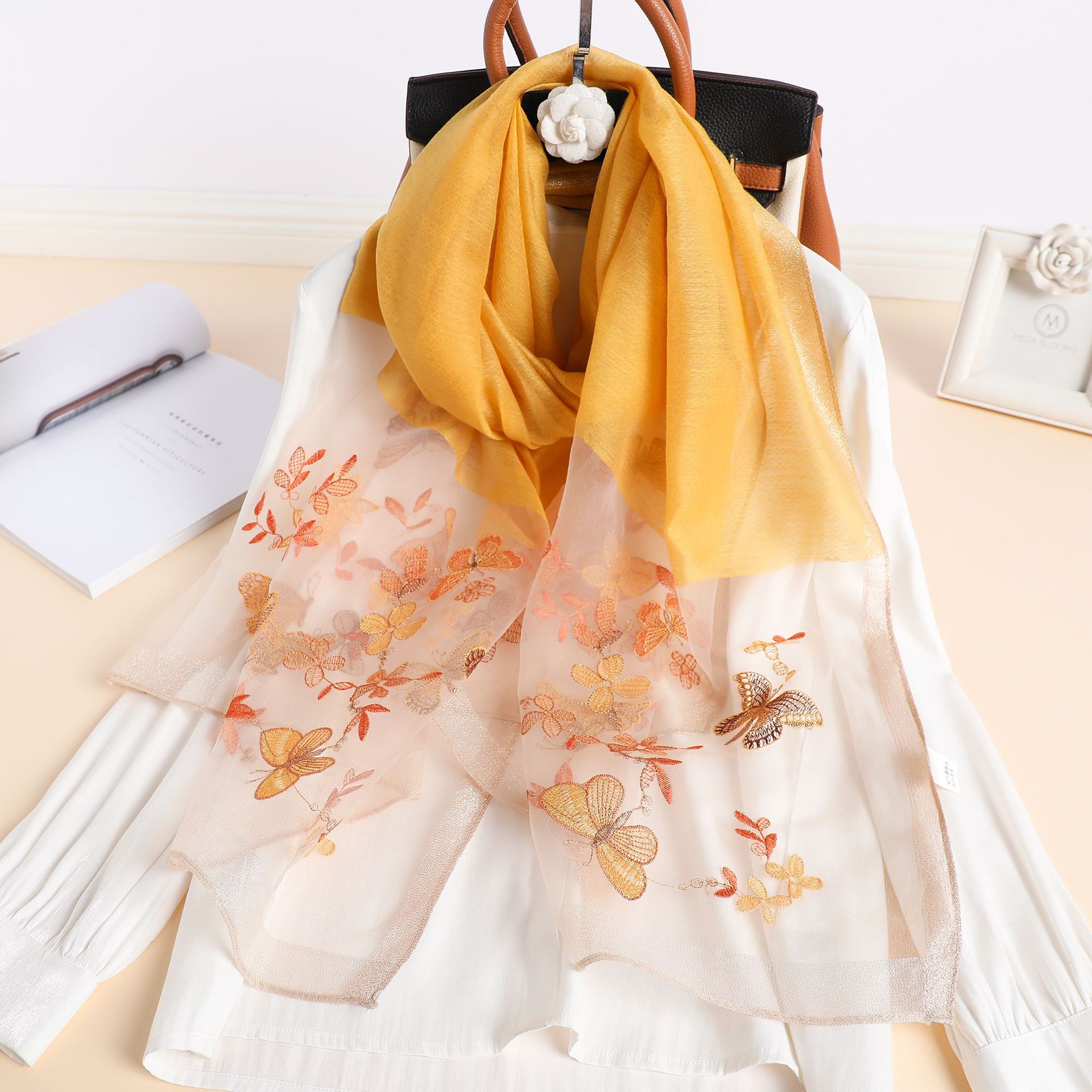 demi-season silk fashionable universal elegant scarf