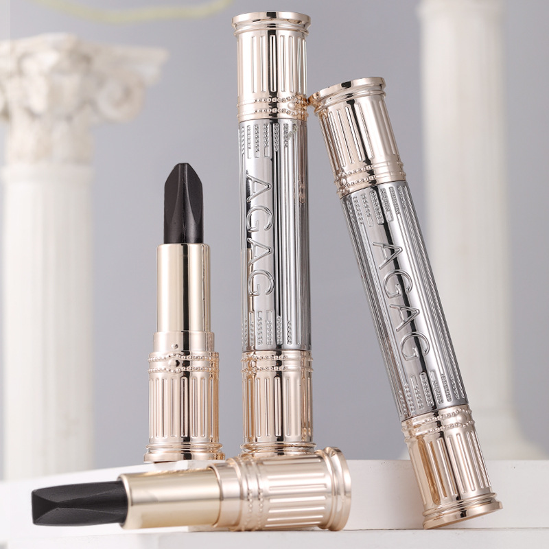 AGAG rosa negra, un vistazo al verdadero amor seis colores lápiz labial con maquillaje, desarrollo de color, no es fácil de tocar tazas, no se quita el maquillaje, brillo labial doble