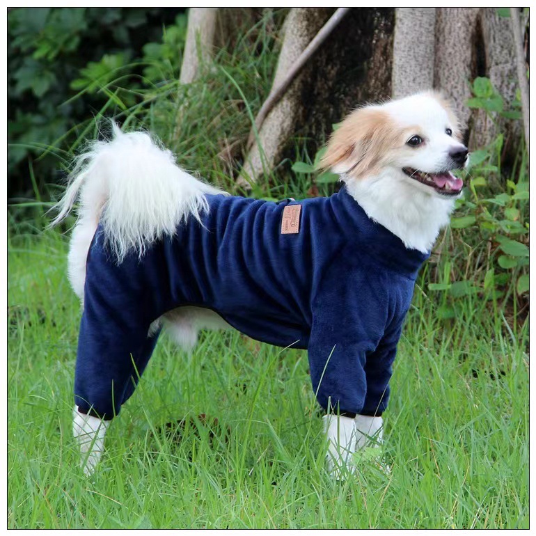 跨境冬季狗衣服中小型犬加厚保暖棉服狗狗四脚衣宠物衣服可牵引