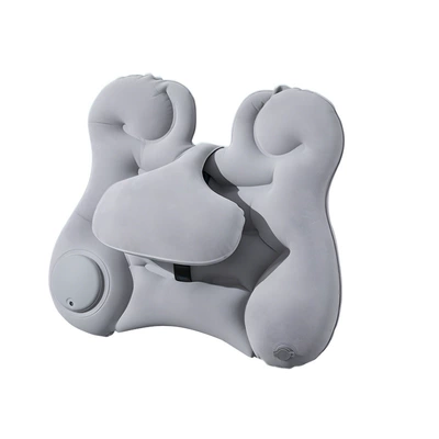 Press-to-inflate lumbar support, portable and foldable: Waist support