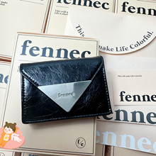韩国新款小众fennec牛皮卡包三角牌翻盖证件卡包经典零钱多色钱包